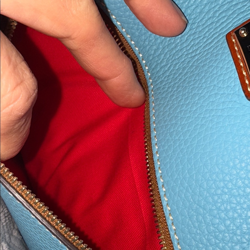Dooney & Bourke Blue & Tan Leather Tote Bag LIKE NEW - Picture 6 of 15
